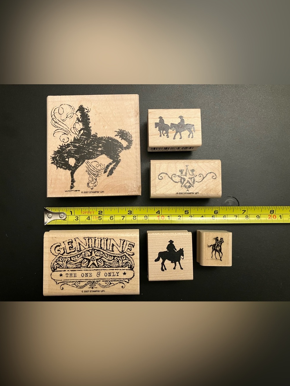 Stampin' Up! Wood Mounted Cowboy Stamp Set - Black, Natural Wood